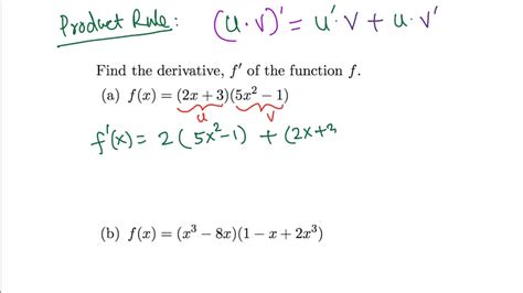 Calculus Derivative Using Product Rule Easy Examples Youtube