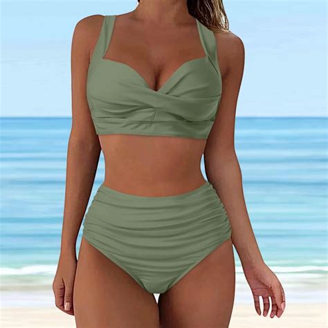 Bikini 2024 Womens Swimwear 2 Piece Large Size Swimsuit High Waist Bikini Bathing Suits Beach