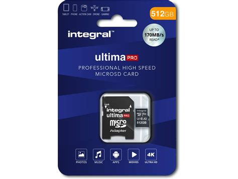 Tarjeta De Memoria MicroSD XC INTEGRAL Ultima PRO A2 512 GB 170MB S