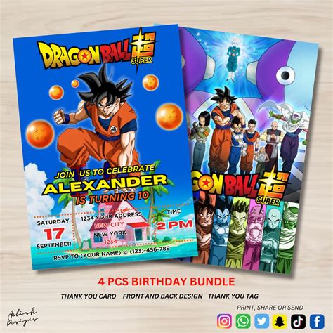 Dragonball Goku Editable Birthday Invitation Dragonball Anime Etsy