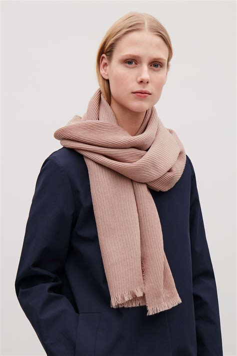 Cos Image 6 Of Pleated Wool Scarf In Dusty Pink Clothes For Women