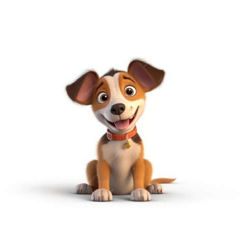 Impressionnant Chien De Dessin Animé De Style Pixar Assis Sur Fond