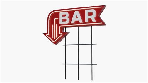 3D Neon Bar sign with angled down arrow model - TurboSquid 1895268