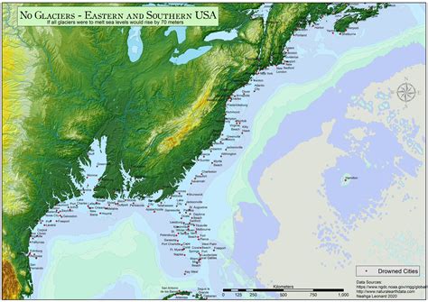 The world with a 70 meters sea-level rise - Vivid Maps