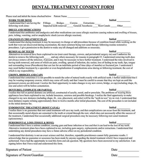 18 Free Dental Patient Consent Forms Word Pdf