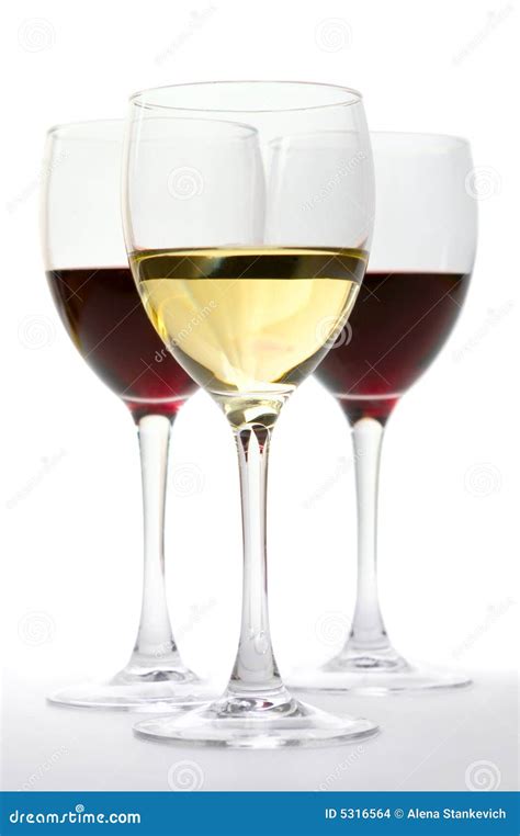 Glasses Of Red And White Wine Stock Images - Image: 5316564