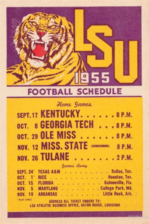 1955 LSU Football Schedule Wall Art Poster - Row One Brand