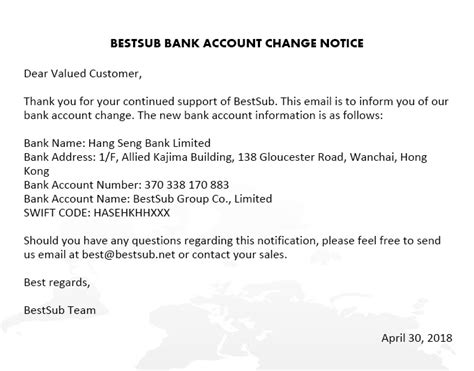 Change In Bank Account Details Letter Sample Bank Letter Mt799 760