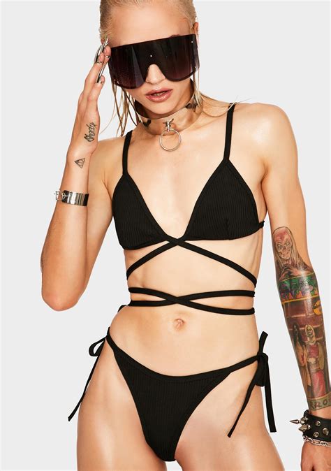 Strappy Tie Bikini Set Black Dolls Kill