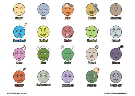 Printable Emotion Faces Worksheet Therapist Aid Emotion Faces