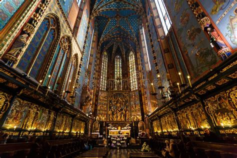 Interior of St. Mary S Basilica Editorial Stock Photo - Image of krakow ...