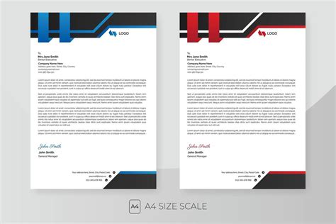 Letterhead template. Business letterhead template with red and blue ...