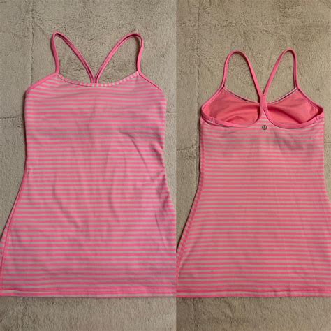 Lululemon Power Y Tank Shelf Bra Wm 4 Classic Stripe Gem