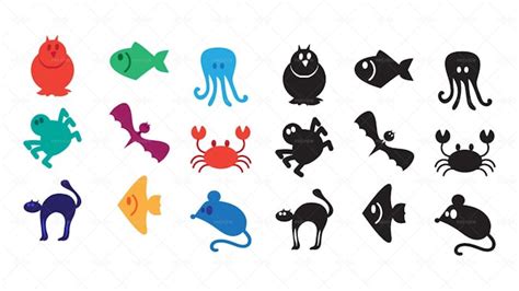 18 Minimalistic Animals Icons - Graphics | Motion Array