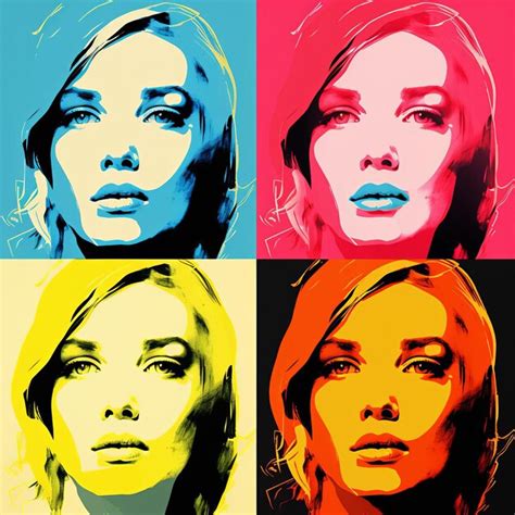 Pinturas Pop Art Coloridas De Mujeres Al Estilo De Andy Warhol Imagen