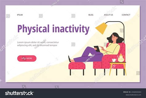 Physical Inactivity Sedentary Lifestyle Website Concept Stock Vector