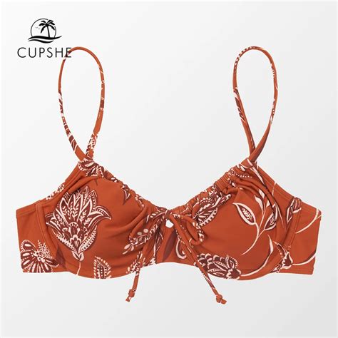 Cupshe Underwire Tie Front Bralette Bikini Top For Women Sexy Back Hook