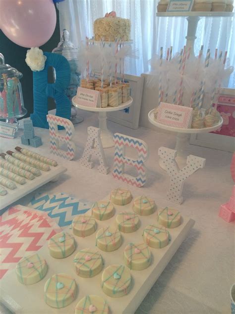 Sweet Simplicity Bakery — Gender Reveal Dessertcandy Table In White