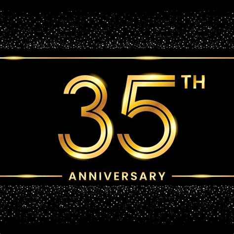 Premium Vector 35th Anniversary Gold Color Template Design For Birthday Event Line Art Design