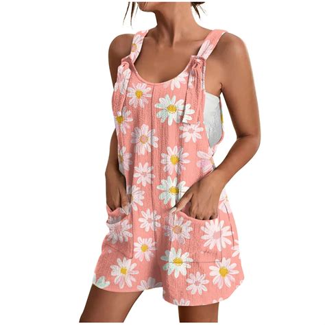 Women S Overall Flower Print Loose Fit Bib Overalls Jumpsuit With Pockets Boho Casual Shortalls