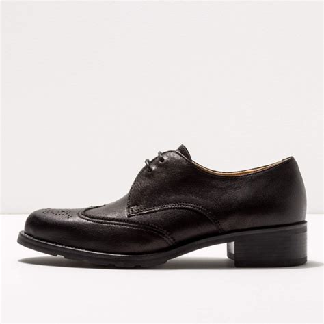 derbies femme à talon en cuir et bout golf fleuri Femme Noir Neosens