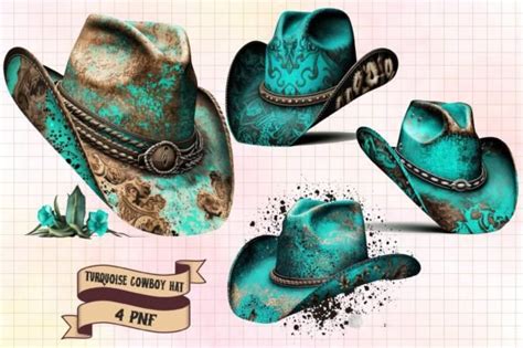 Turquoise Cowboy Hat Sublimation Design Graphic By Denizdesign