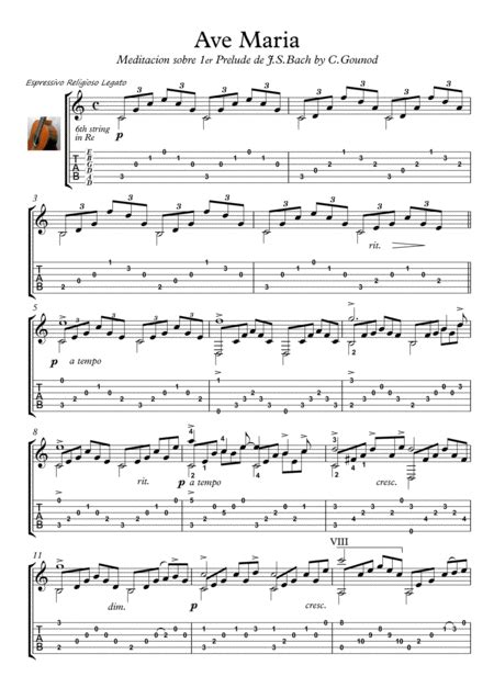 Ave Maria Bach Gounod Guitar Play Along Arr PianoSheetNow By Charles