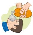 Resuscitation Cpr Using Manual Respirator Vector Image