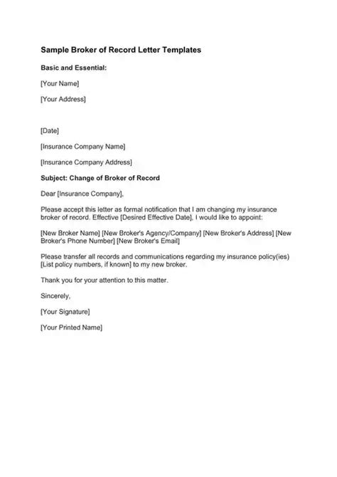 10 Free Broker Of Record Letter Template Guidelines And Best Practice