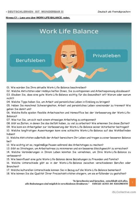 1 Balance Deutsch DAF Arbeitsblätter pdf doc