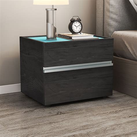 19 7 Minimalist Black Nightstand Bedside Table With 2 Drawers