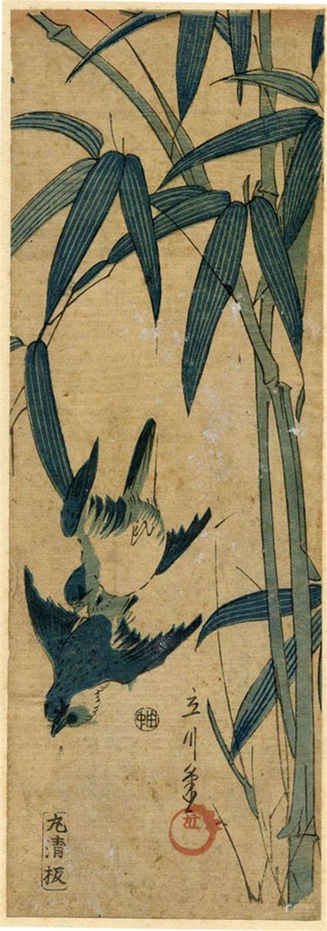 51BidLive Kunisato Utagawa 1858 Kachoga Aizurie Tanzaku 33 X 11 5