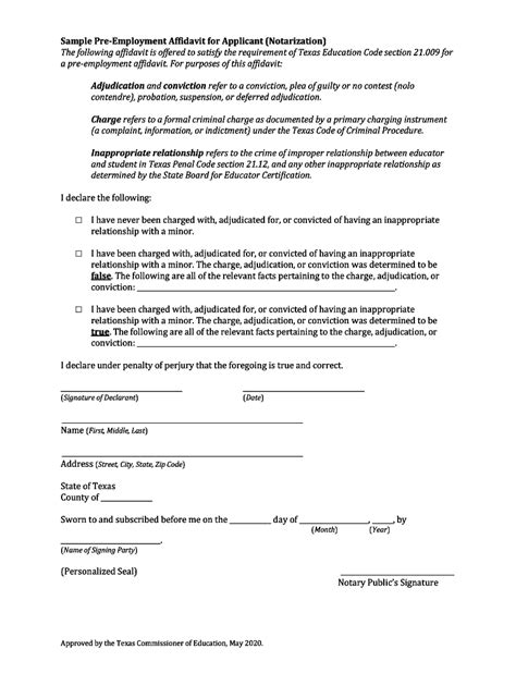 Texas Pre Employment Affidavit Form Fill Out Sign Online DocHub