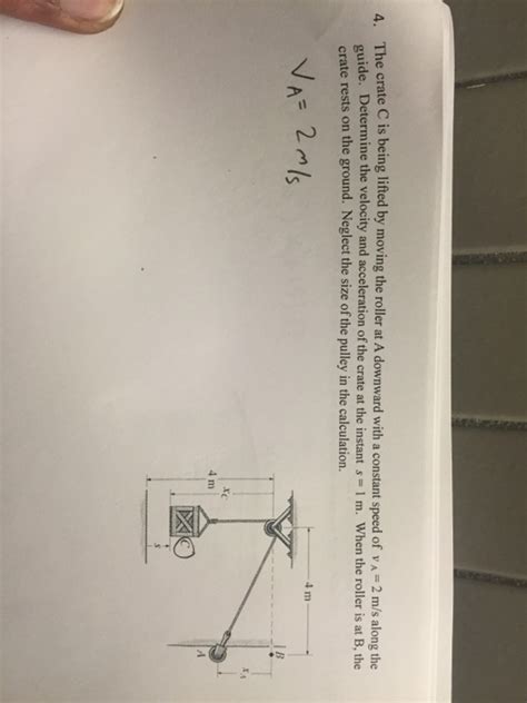 Solved The Crate C Is Being Lifted By Moving The Roller At A Chegg