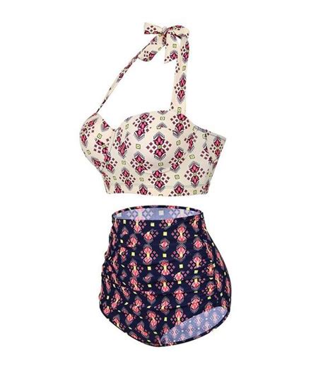 Lover Beauty Women S Retro S High Waisted Halter Bikini Polka Swimsuits White C NA VF