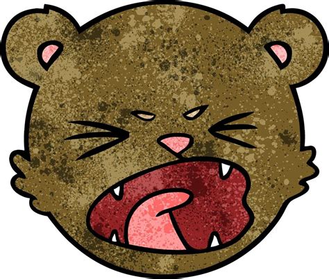 Cara De Oso De Dibujos Animados De Textura Grunge Retro 13816762 Vector