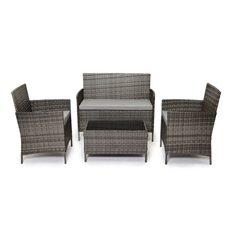 Grey Evre Madrid Rattan Garden Furniture 4 Piece Set On Onbuy