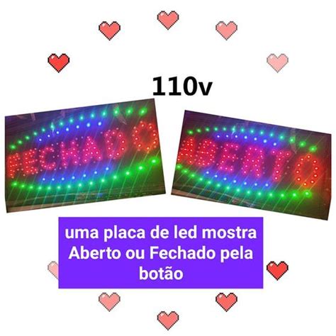 110v Painel De Led Letreiro Placa Luminoso Aberto E Fechado 2 Em 1