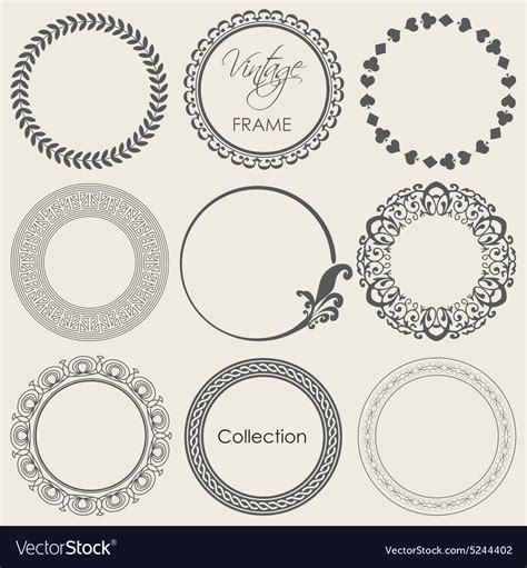 Round Vintage Frame Collection Royalty Free Vector Image