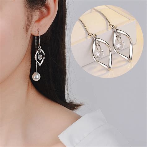 Buy High Quality Korean Trendy Temperament Crystal Chain Drop Earrings Ladies