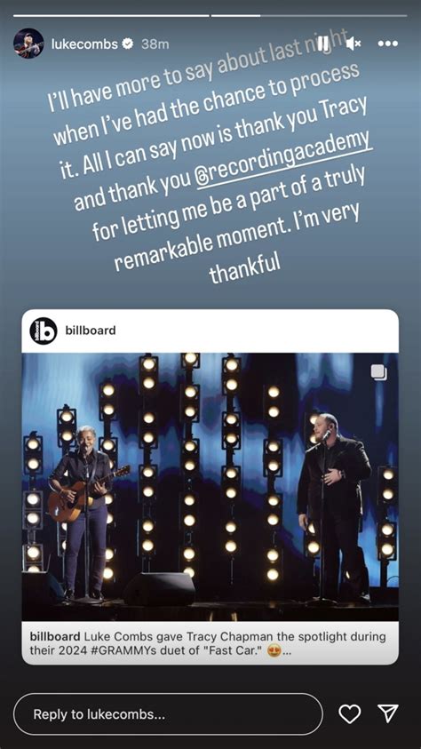 Luke Combs Gives 'Sincerest Thanks' to Tracy Chapman For Grammy Awards ...