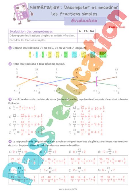 D Composer Et Encadrer Les Fractions Simples Valuation De Num Ration