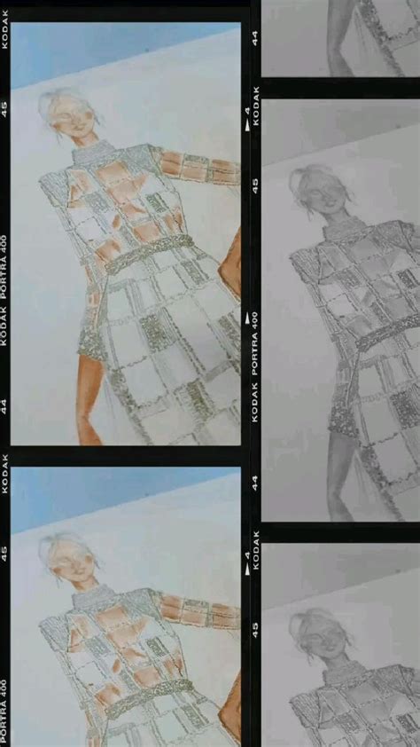 Vestido Todo Em Renda Fundo Nude E Franjas Em Canutilho Aquarela Copic Nanquim E Glitter