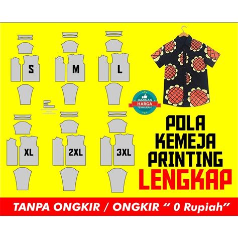 Jual Pola Jersey Kemeja Printing Lengkap Jersey Kemeja Sublim