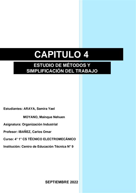 Solution Cet N Estudio De Metodos Y Simplificacion Del Trabajo