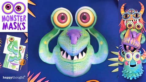 Diy 3d Paper Monster Mask Tutorial Video Download Print Verdy Monster