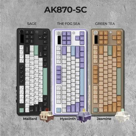 Jual Ajazz Ak870 Ak 870 Wireless Mechanical Gaming Keyboard Gasket Mount Hot Swap Oled Screen