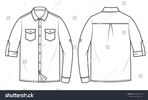 Shirt Fashion Flat Sketch Template Stock Vector (Royalty Free) 1660802128