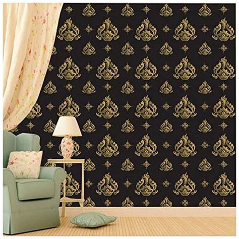 Royal Pattern Black And Golden Mm Pvc Wall Paper For Home At Rs