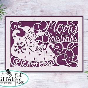 5 Christmas Cards Bundle Svg Cricut Christmas Card Merry Etsy